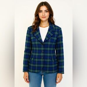 Vintage Pendleton Plaid Wool Blazer Tartan 80s Preppy Made in USA M Heritage